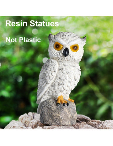 Búho Falso Decoy LED Solar YJ 25.4cm Resina IP66