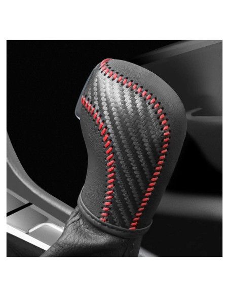 Cubierta de palanca de cambios JIECHEN de cuero rojo para VW