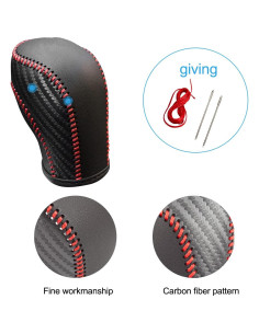 Cubierta de palanca de cambios JIECHEN de cuero rojo para VW 2