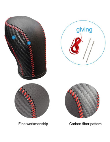 Cubierta de palanca de cambios JIECHEN de cuero rojo para VW