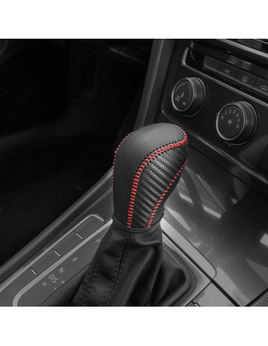Cubierta de palanca de cambios JIECHEN de cuero rojo para VW