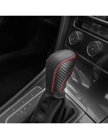 Cubierta de palanca de cambios JIECHEN de cuero rojo para VW