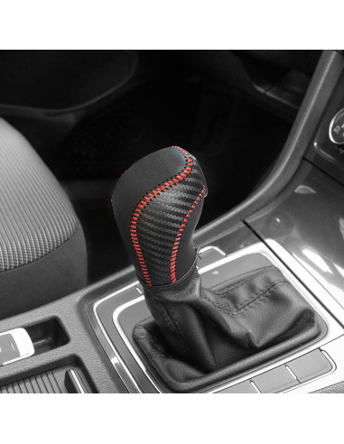Cubierta de palanca de cambios JIECHEN de cuero rojo para VW
