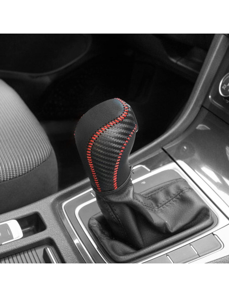 Cubierta de palanca de cambios JIECHEN de cuero rojo para VW