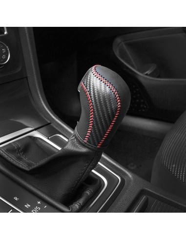 Cubierta de palanca de cambios JIECHEN de cuero rojo para VW