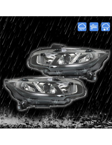 Conjunto de Faros Halógenos Thomletha para Honda Civic 2016-2020