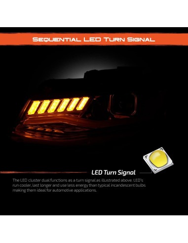 Faros Proyector LED DRL AKKON 2016-2018 Chevy Camaro Cromo