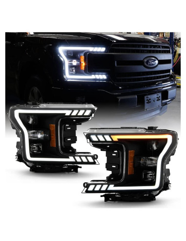 Faros Proyector LED ACANII para Ford F150 2018-2020, Negro