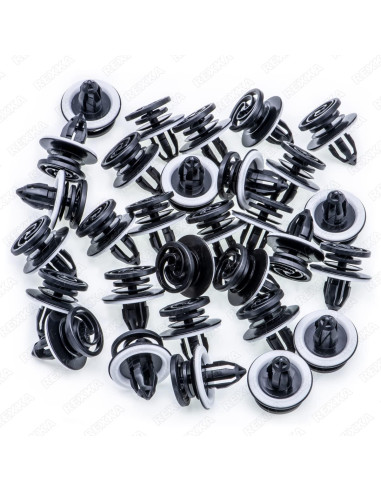 Clips de Panel de Recorte Interior Rexka 30 pcs Nylon Negro