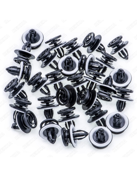 Clips de Panel de Recorte Interior Rexka 30 pcs Nylon Negro