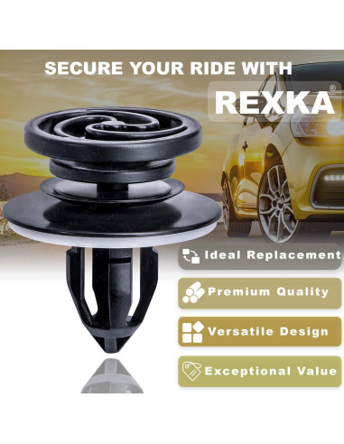 Clips de Panel de Recorte Interior Rexka 30 pcs Nylon Negro