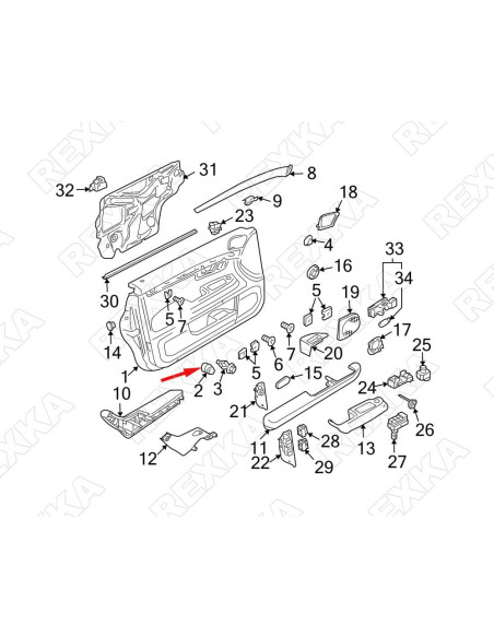 Clips de Panel de Recorte Interior Rexka 30 pcs Nylon Negro