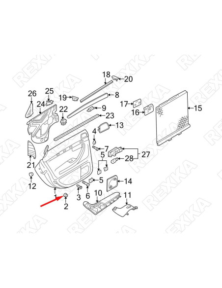 Clips de Panel de Recorte Interior Rexka 30 pcs Nylon Negro
