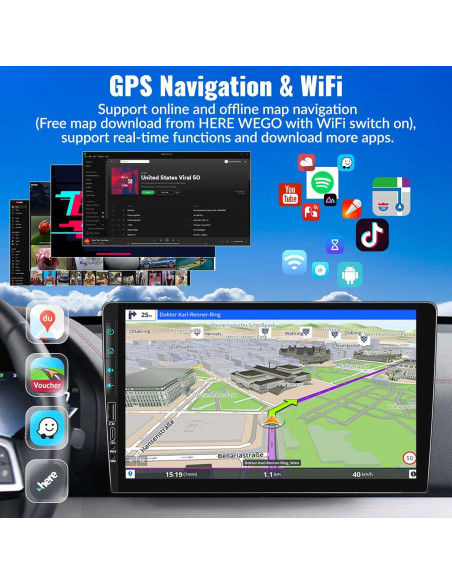 Estéreo Doble Din Android UNITOPSCI 9" 2G+64G GPS CarPlay