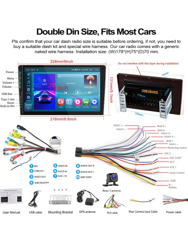 Estéreo Doble Din Android UNITOPSCI 9" 2G+64G GPS CarPlay
