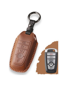 Cubierta de Llavero de Cuero OOKZuckle para Ford Lincoln - Marrón Vintage