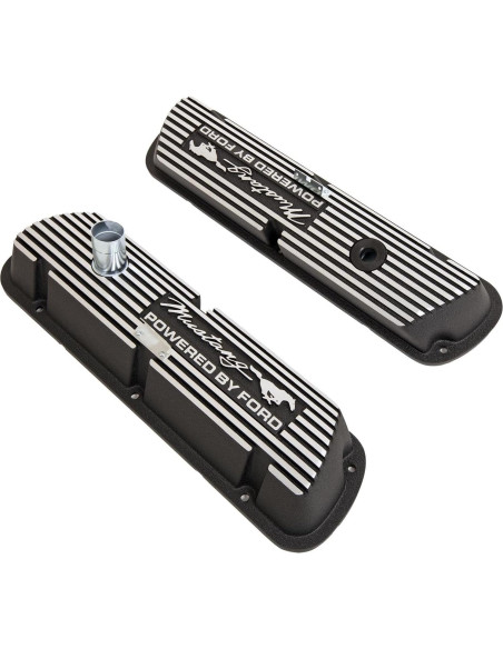 Cubiertas de Válvula Scott Drake Mustang Ford Script Negro