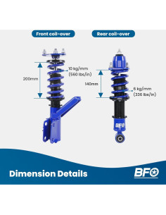 Coilovers BFO Ajustables para Honda Civic 2001-2005 Azul 2