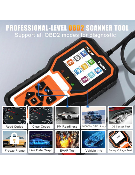 Escáner OBD2 AFS QIORE PX-801 Diagnóstico Completo Vehículos