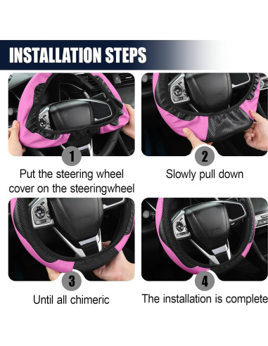 Funda de Volante ZIMISI 38 cm Antideslizante Rosa