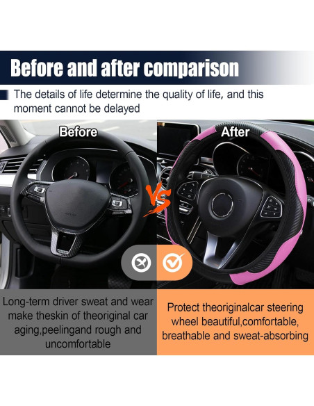 Funda de Volante ZIMISI 38 cm Antideslizante Rosa