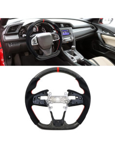 Volante IKON MOTORSPORTS Fibra de Carbono Honda Civic 2016-2021 2