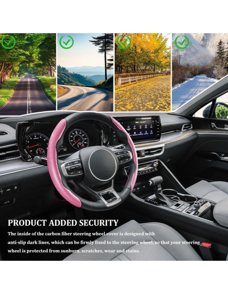 Funda de Volante de Coche QZTYTY Antideslizante Rosa