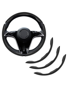 Cubierta de Volante de Coche Hbxdeco 3 PZS Antideslizante Negro