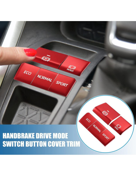 Cubierta de Botón de Freno de Mano Electrónico A ABSOPRO Roja - 5 Piezas para Toyota RAV4 2019-2022