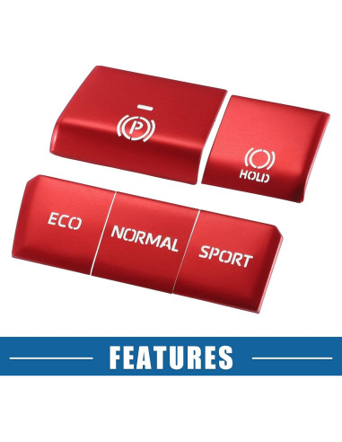 Cubierta de Botón de Freno de Mano Electrónico A ABSOPRO Roja - 5 Piezas para Toyota RAV4 2019-2022