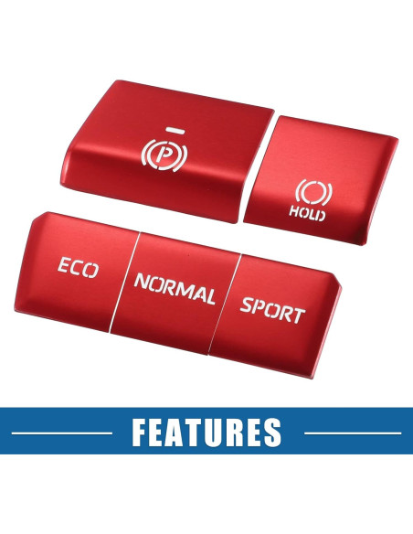 Cubierta de Botón de Freno de Mano Electrónico A ABSOPRO Roja - 5 Piezas para Toyota RAV4 2019-2022