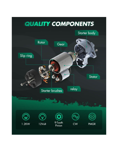 Motor de Arranque SCITOO 134801 12V 1.2kW 9 Dientes Peugeot 405