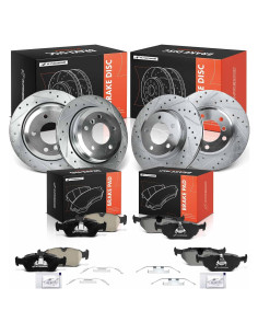 Discos de Freno Perforados y Ranurados A-Premium + Pastillas Cerámicas BMW E46 325xi 2001-2005