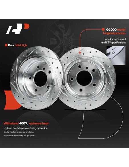 Discos de Freno Perforados y Ranurados A-Premium + Pastillas Cerámicas BMW E46 325xi 2001-2005