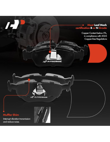 Discos de Freno Perforados y Ranurados A-Premium + Pastillas Cerámicas BMW E46 325xi 2001-2005