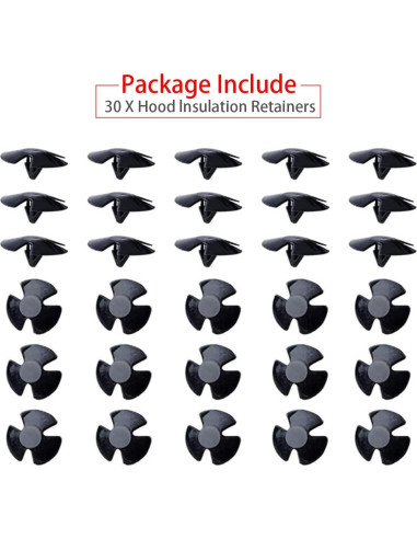 30 Clips de Retenedores de Aislamiento BELOMI para Capó Auto