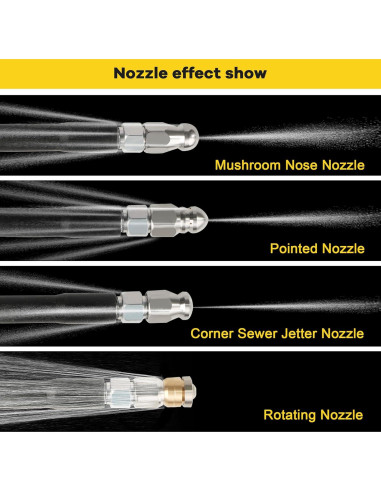 Kit Jetter de Drenaje STARREY 30.48m 5800PSI Manguera y Boquillas
