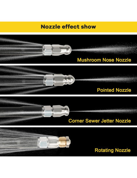 Kit Jetter de Drenaje STARREY 30.48m 5800PSI Manguera y Boquillas