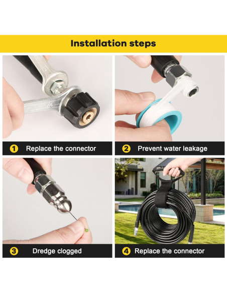 Kit Jetter de Drenaje STARREY 30.48m 5800PSI Manguera y Boquillas