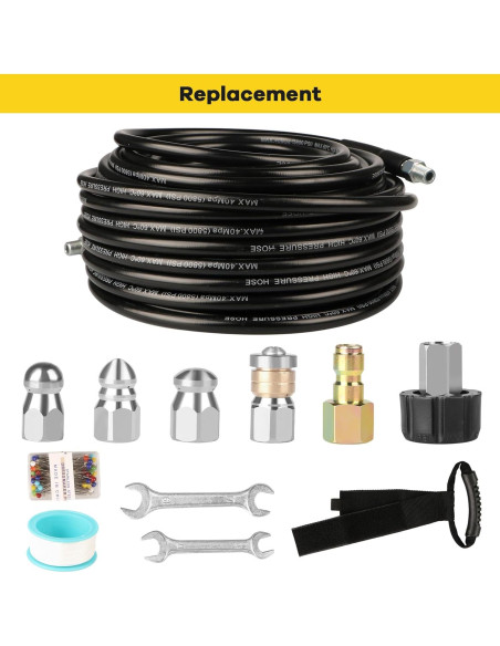 Kit Jetter de Drenaje STARREY 30.48m 5800PSI Manguera y Boquillas