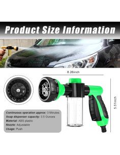 Boquilla de Lavado de Autos Wevdn, Alta Presión 8 Patrones Verde 2