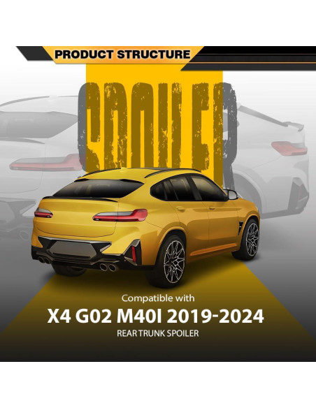 Alerón Trasero BMW X4 G02 2019-2024 Estilo M4 Negro Brillante