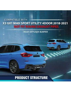 Labio de Difusor Trasero PIT66 para BMW X3 G01 M40i 2018-2021 2