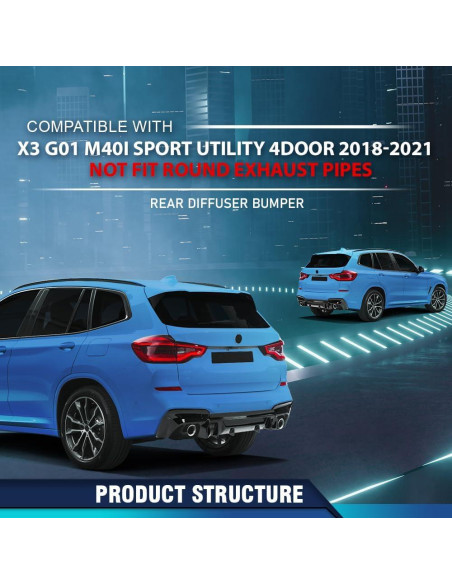 Labio de Difusor Trasero PIT66 para BMW X3 G01 M40i 2018-2021
