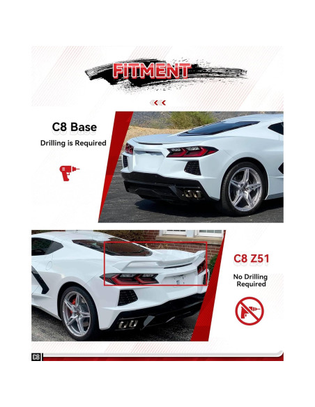 Alerón Trasero Alto Kingcher C589 para Corvette C8 2020-2025