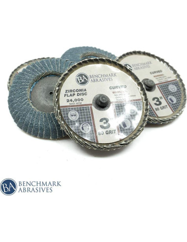 Disco de Aleta Curvado 3" Zirconia Benchmark Abrasives 80 Grano - Paquete de 10