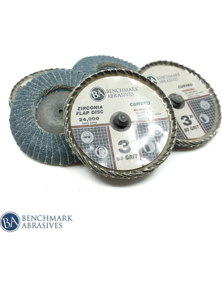 Disco de Aleta Curvado 3" Zirconia Benchmark Abrasives 80 Grano - Paquete de 10