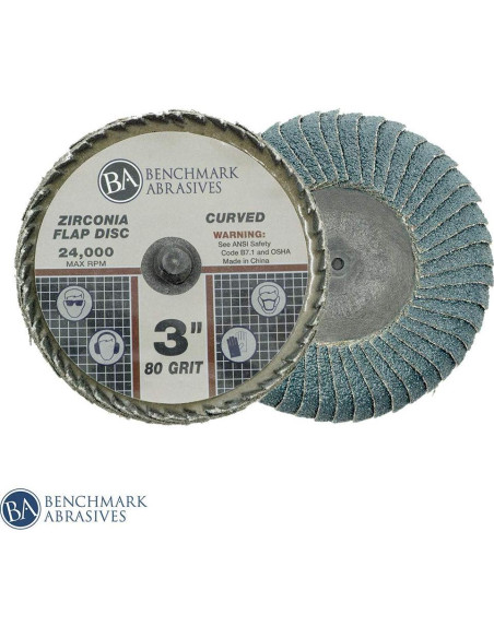 Disco de Aleta Curvado 3" Zirconia Benchmark Abrasives 80 Grano - Paquete de 10