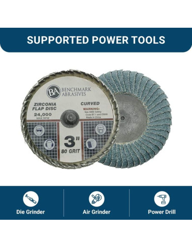 Disco de Aleta Curvado 3" Zirconia Benchmark Abrasives 80 Grano - Paquete de 10