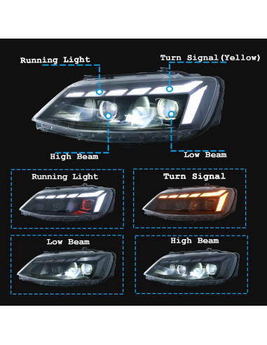 Faros LED Tiempo de Ingenuidad para VW Jetta 2012-2018